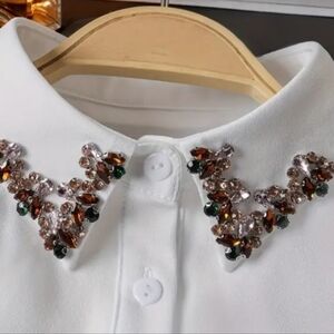 Embellished White Collar Necklace Shirt Accessory